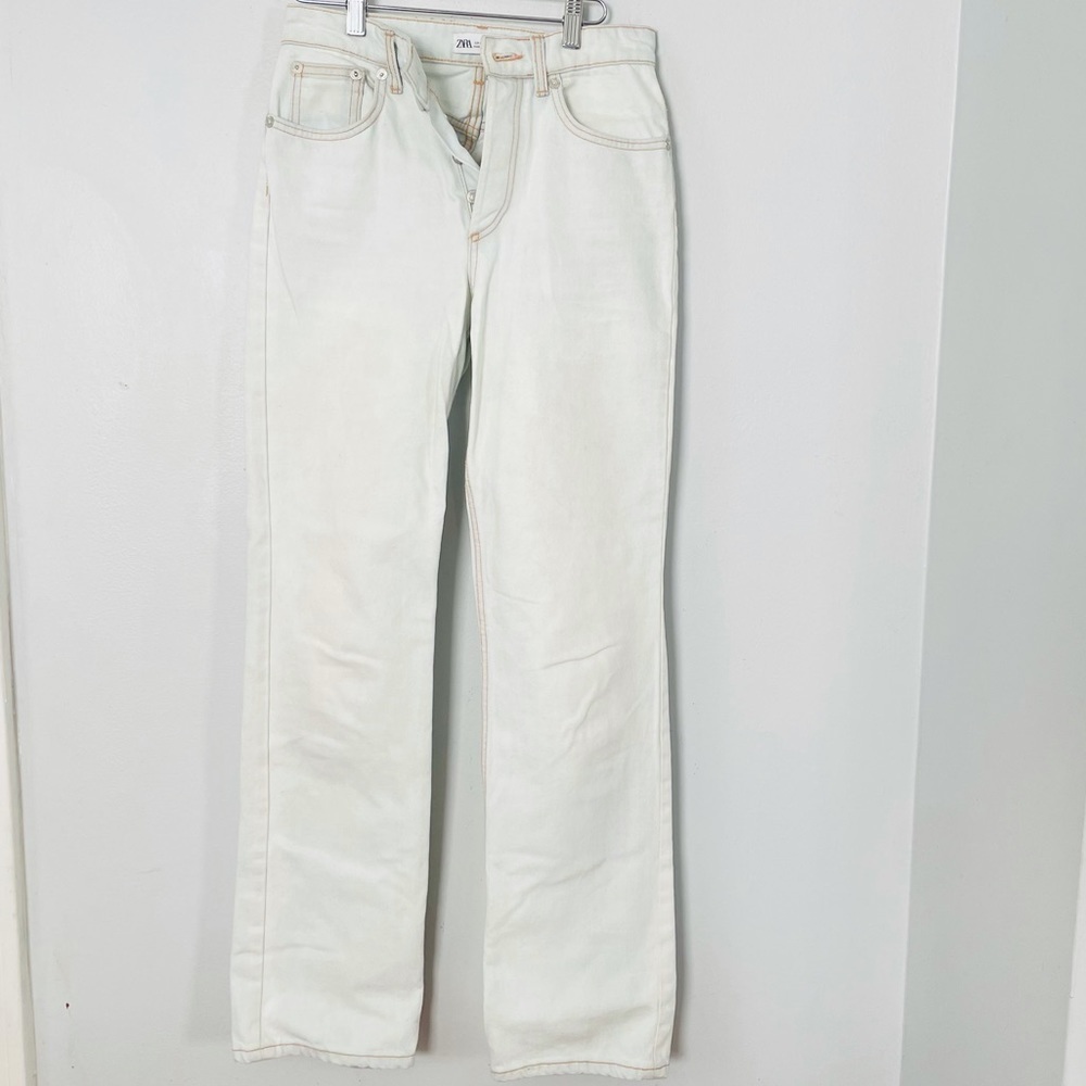 Zara button fly high rise straight leg jeans